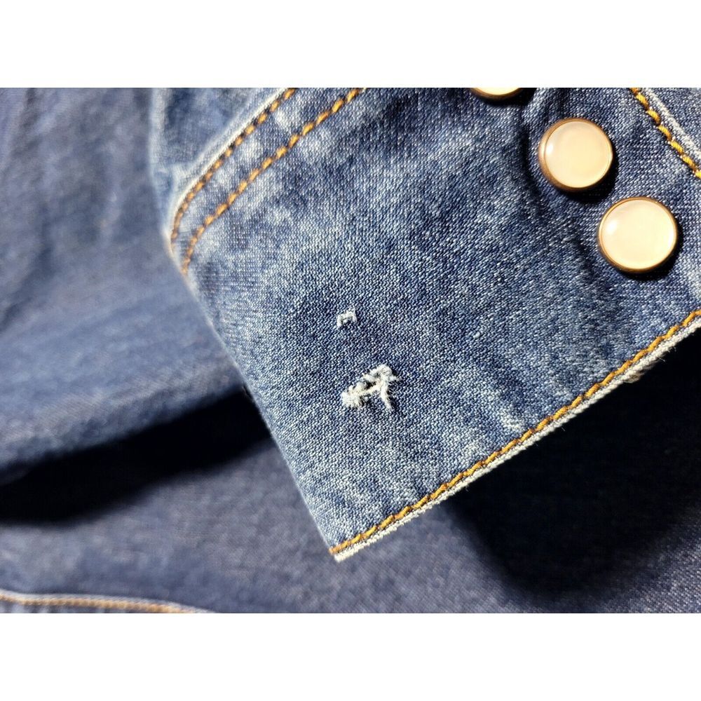 Levi's Western Pearl Snap Button Up Shirt‎ Womens Large L Dark Wash Denim - Picture 16 of 16